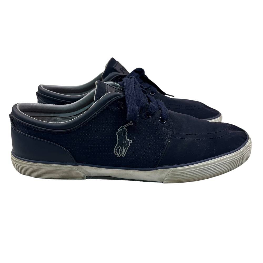 Polo Ralph Lauren Faxon Low Navy Canvas Suede Mens Casual Sneakers Shoes Size 12
